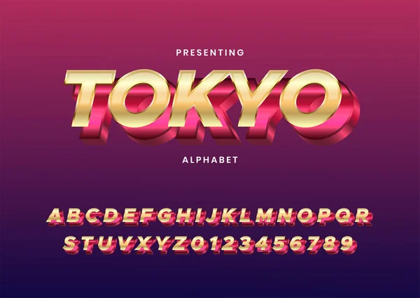 Металевий Шрифт Токіо Сучасна Назва Гри Ефект Звичайного Шрифту — стоковий вектор