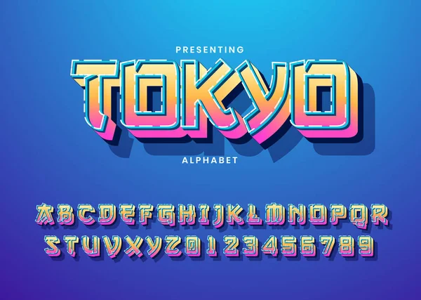 Odvážná Moderní Abeceda Typografie Japonského Městského Stylu Tučné Moderní Písmo — Stockový vektor