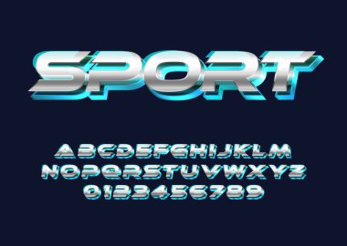 Spor metin efekti, modern ve havalı metin efekti ve 3D kalın stil. Alfabe seti ve poster başlığı, reklam, logo markalaşması için numara. Spor Modern Alfabe Yazıtipi.
