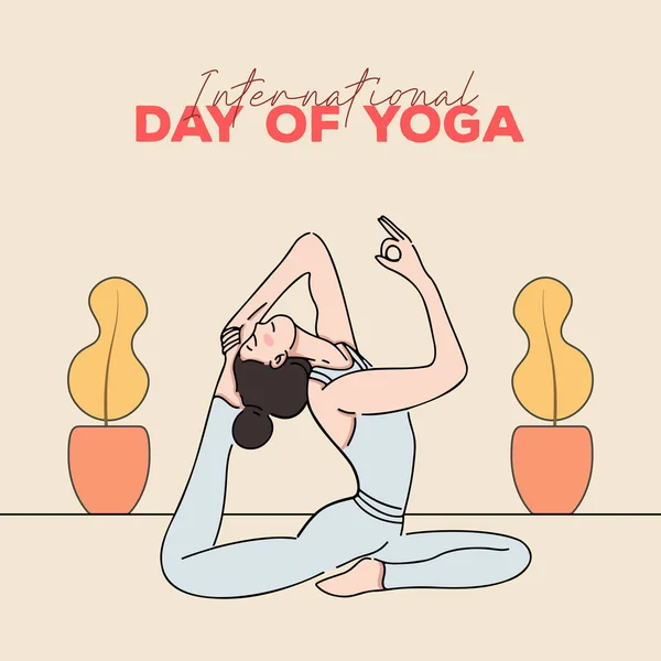 Día Internacional Ilustración Vectorial Del Yoga Fitness Deporte Entrenamiento Yoga — Archivo Imágenes Vectoriales