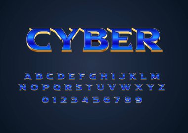 Fütürist tekno tarzı metin efekti. Özel yazı tipi alfabesi ve numarası