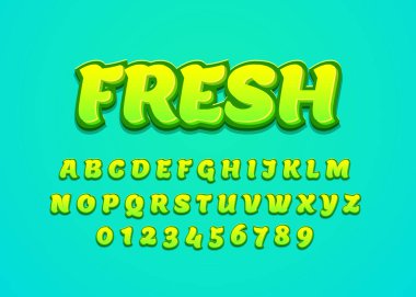 Taze ve doğa tarzı yazı tipi tasarımı. Başlık veya logottip için özel alfabe harfleri ve numaraları.