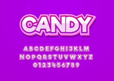 Büyük harf ve rakam ile Candy fun biçim vektör yazı tipi