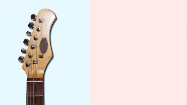 Diapasón Madera Una Guitarra Eléctrica Vintage Aislado Sobre Fondo Color — Foto de Stock