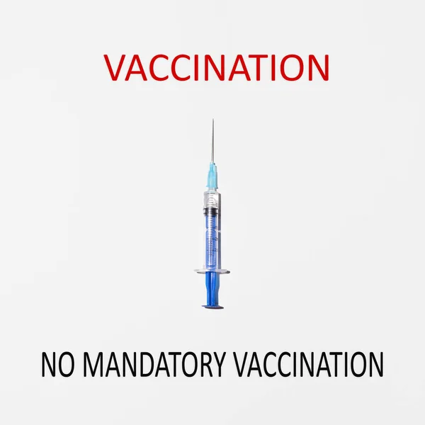 Seringue Pointant Vers Texte Rouge Vaccination Concept Choix Entre Vaccination — Photo