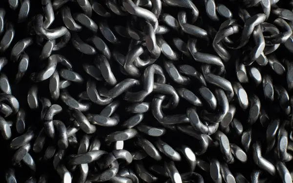 Close Heap Silver Chain Textured Macro Background Top View — Stock Photo, Image