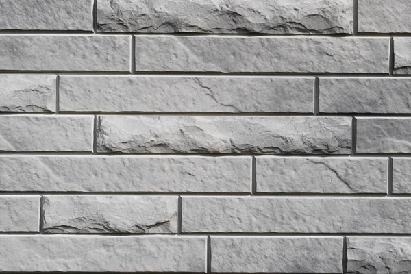 Gray Textured Brick Wall Long Narrow Horizontal Decorative Stone Imitation — Stock Photo, Image
