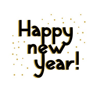 - Mutlu yıllar. Üzerinde harfler olan bir kartpostal. Vektör izole illüstrasyonu.