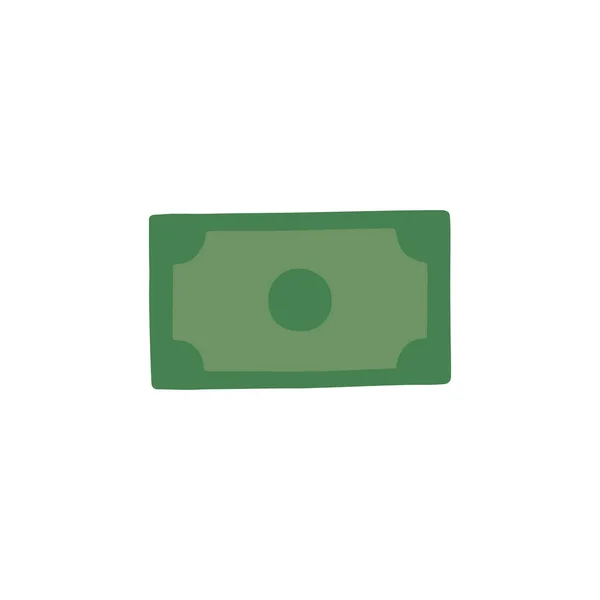 Billete verde sobre fondo blanco. Papel moneda. Vector aislado ilustración totalmente editable. — Vector de stock