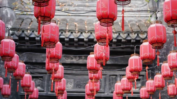 Die Schönen Roten Laternen Hängen Zum Fest China — Stockfoto