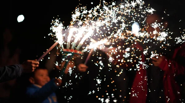 Das Schöne Feuerwerk Abend Zur Feier — Stockfoto