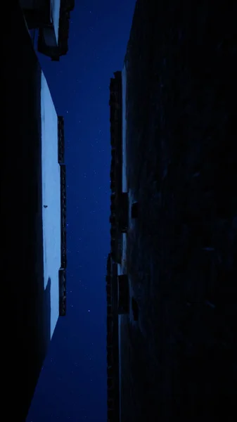 Aldeia Chinesa Tranquila Bonita Com Estrelas Crepúsculo Céu Noturno — Fotografia de Stock