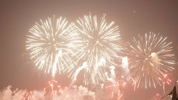 Prachtige Vuurwerk Show Donkere Lucht — Stockfoto