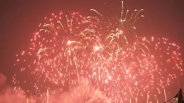 Prachtige Vuurwerk Show Donkere Lucht — Stockfoto