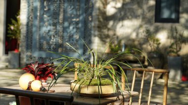 Güney Çin 'in kırsal kesimindeki eski binaları ve doğal çevresiyle eski güzel köy manzarası.