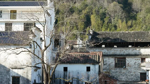 华南地区农村古建筑与自然环境的美丽古村落景观 — 图库照片