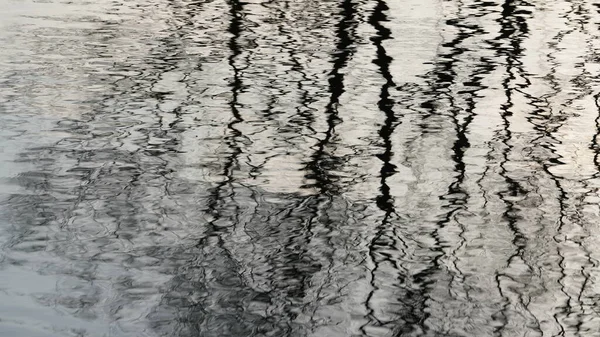 Vista Riflessa Acqua Con Ombra Degli Alberi Sulla Superficie Dell — Foto Stock