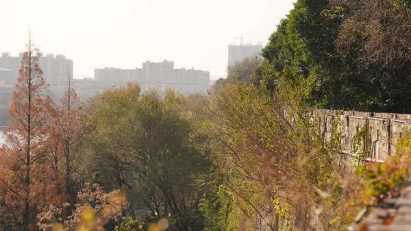 Vista Velha Paisagem Parede Cidade Pedra Localizada Cidade Nanjing China — Fotografia de Stock