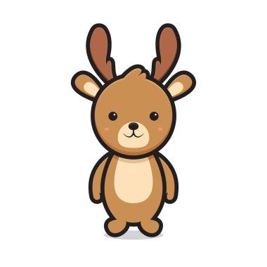 Sevimli geyik çizgi film karakteri gülen surat