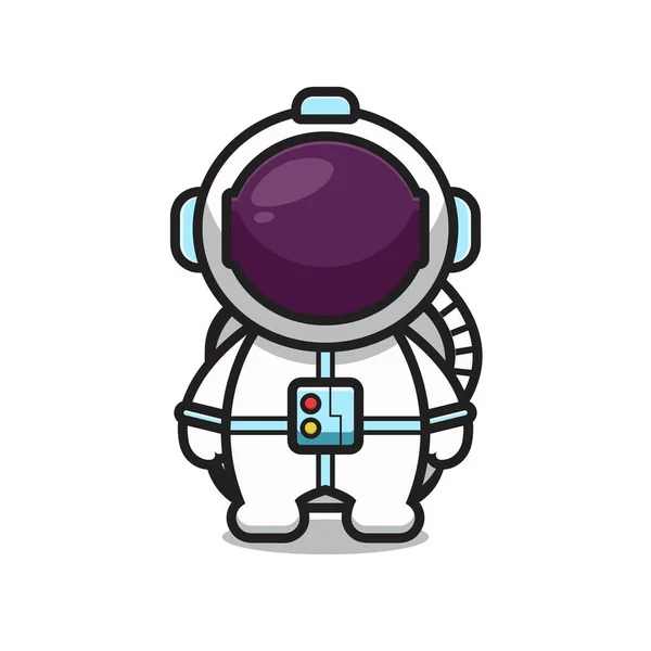 可爱的宇航员吉祥物卡通人物图标插图 被白色隔离的设计 平面卡通风格 — 图库矢量图片