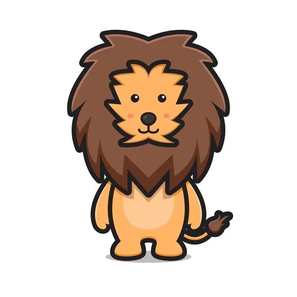 Lindo Animal León Mascota Personaje Dibujos Animados Icono Ilustración Animal — Archivo Imágenes Vectoriales