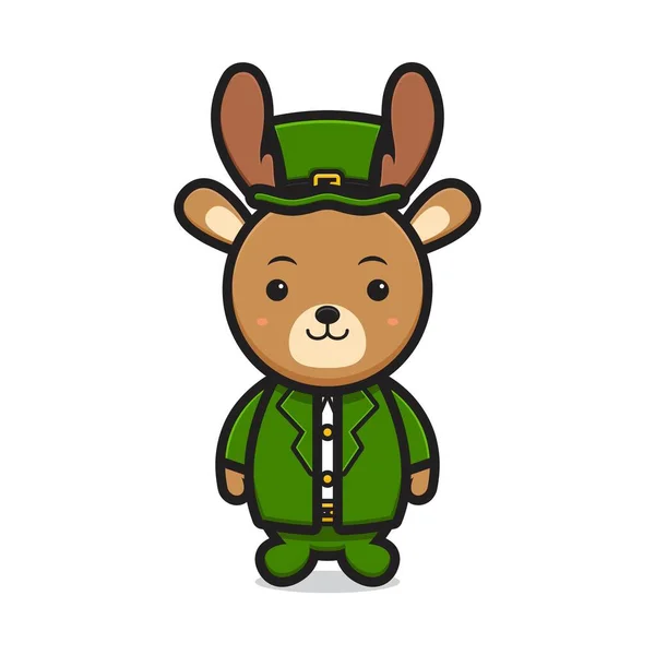 Bonito Cervo Leprechaun Santo Patrick Dia Personagem Desenho Animado Ícone —  Vetores de Stock