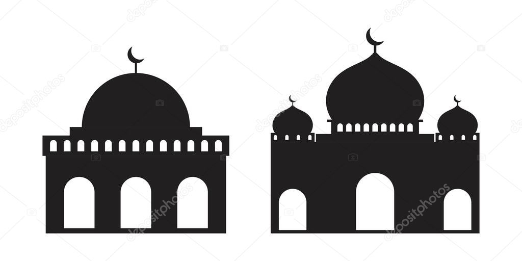 Arabic architecture silhouette. Mosque roof, islamic cityscape panorama and minaret skyline silhouettes. vector illustration. Architecture silhouette, arabic mosque, islam minaret