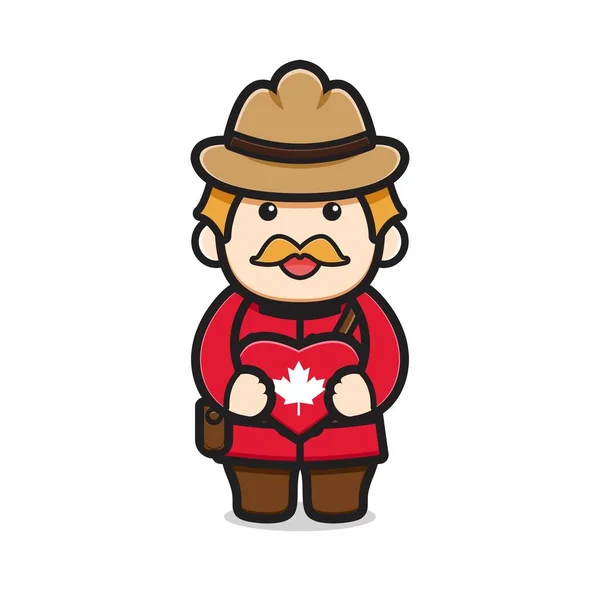 Carino Personaggio Oldman Celebrato Canada Day Cartone Animato Icona Vettoriale — Vettoriale Stock