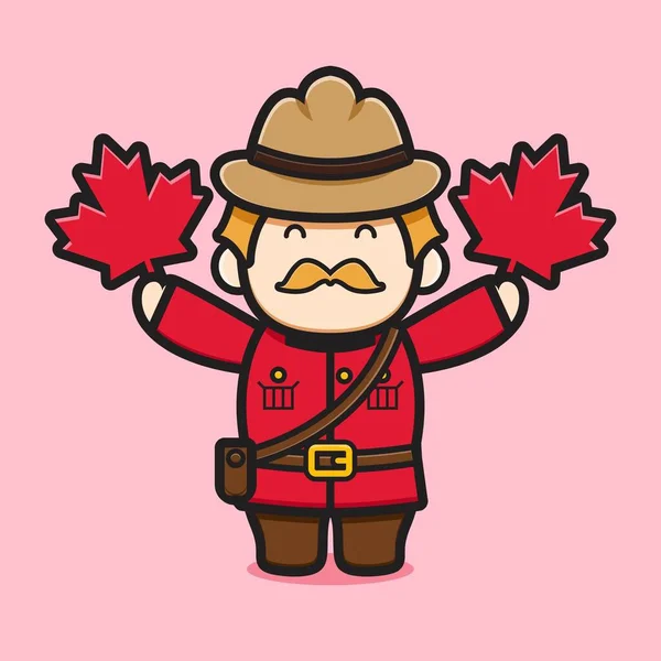 Carino Personaggio Oldman Celebrato Canada Day Cartone Animato Icona Vettoriale — Vettoriale Stock