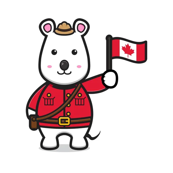Carino Personaggio Del Mouse Celebrato Canada Day Cartone Animato Vettoriale — Vettoriale Stock