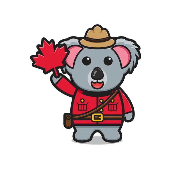 Carino Personaggio Koala Celebrato Canada Day Illustrazione Icona Vettoriale Del — Vettoriale Stock