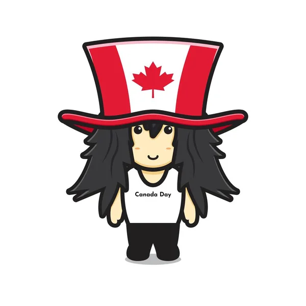 Carino Ragazzo Personaggio Celebrato Canada Day Cartone Animato Vettoriale Icona — Vettoriale Stock