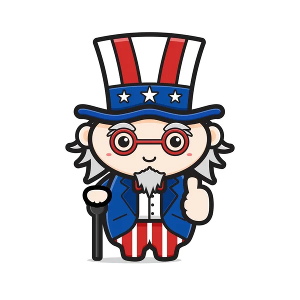 Oncle Sam Mignon Avec Bonne Pose Célébrer Amérique Indépendance Jour — Image vectorielle