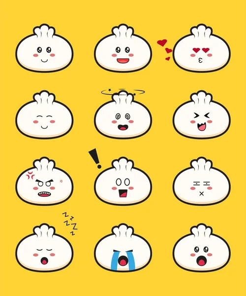 Set Cute Dimsum Cartoon Vector Icon Illustration Design Isolated Flat — Vector de stock