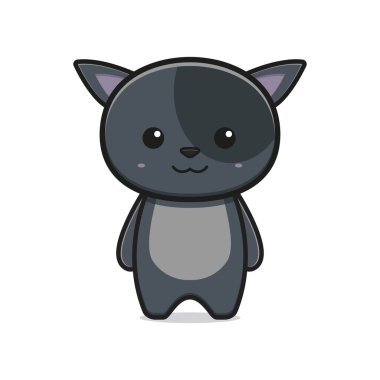 Şirin kedi maskotu çizgi film ikonu vektör çizimi. İzole edilmiş düz çizgi film biçimi tasarla