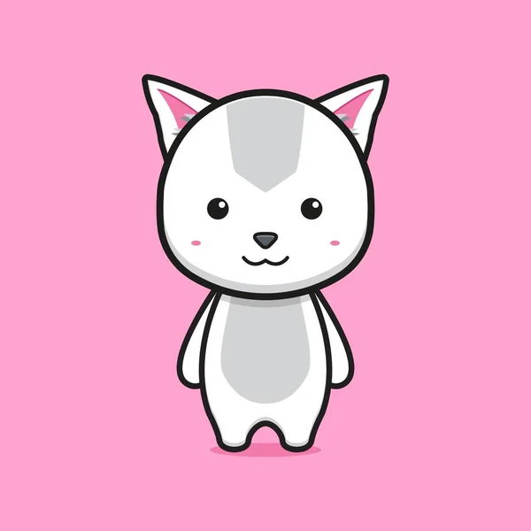 Mascotte Chat Mignon Illustration Vectorielle Icône Dessin Animé Design Isolé — Image vectorielle