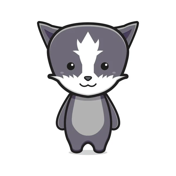 Cute Cat Mascot Cartoon Icon Vector Illustration Design Isolated Flat — Stock Vector