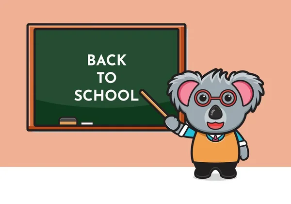 Cute Koala Nauczyciel Ikona Kreskówki Ilustracja Projekt Odizolowany Płaski Styl — Wektor stockowy