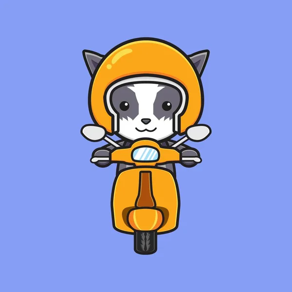 Lindo Gato Conducción Vespa Icono Dibujos Animados Ilustración Diseño Aislado — Vector de stock