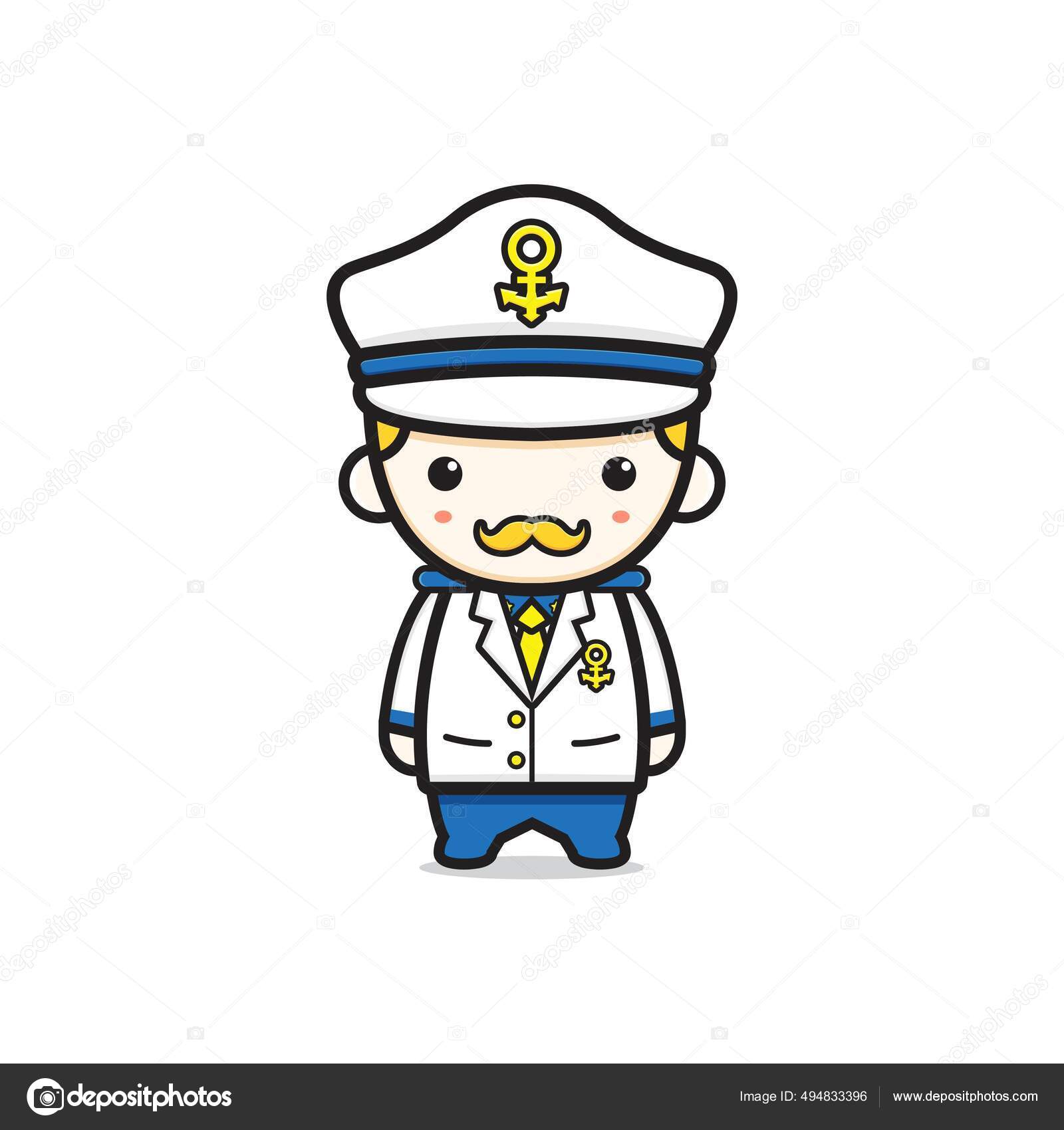 可爱的海军上尉海军卡通人物图标说明设计独立的平面卡通风格图库矢量图©dancingrain16 494833396, image size:1600x1700