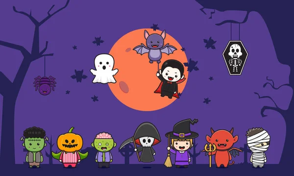 Set Raccolta Halloween Celebrazione Sfondo Cartone Animato Icona Clipart Illustrazione — Vettoriale Stock