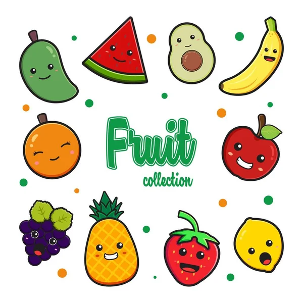 Ορισμός Συλλογή Από Χαριτωμένα Φρούτα Doodle Κινουμένων Σχεδίων Κλιπ Τέχνη — Διανυσματικό Αρχείο