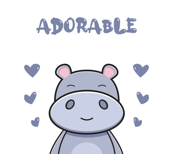 Affiche Vectorielle Avec Hippopotame Mignon Adorable Slogan Doodle Dessin Animé — Image vectorielle