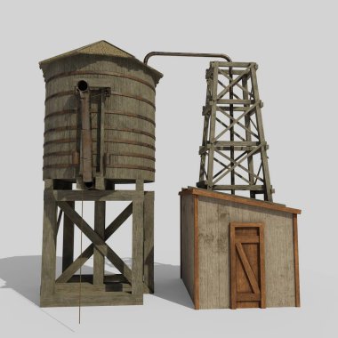 Eski su kulesinin 3D görüntüsü