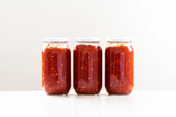 Salsa Tomate Frascos Vidrio — Foto de Stock