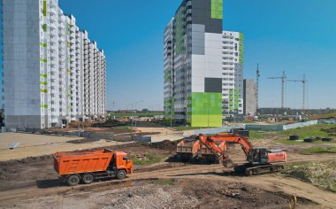 Bir yerleşim yerinin inşaatının hava görüntüsü