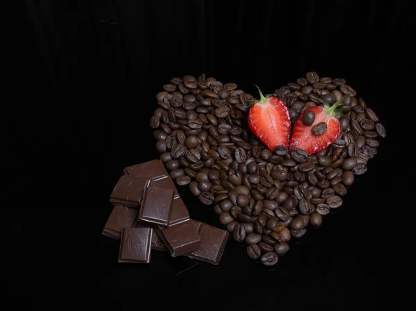 Coração de café com chocolate — Fotografia de Stock