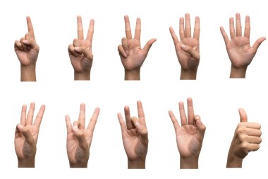 1-10 içinde işaret dili numaraları