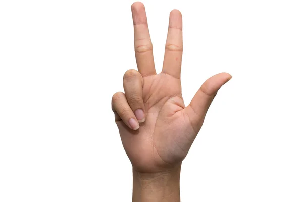 Número tres en lenguaje de señas . — Foto de Stock