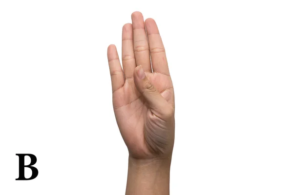 Helyesírás-ellenőrzés az amerikai jelnyelv (asl) ábécé ujját. a levél-b — Stock Fotó
